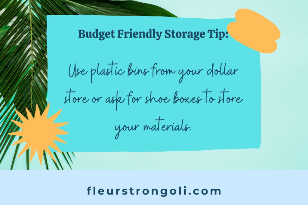 budget friendly tip- use storage from the dollar store or shoeboxes
