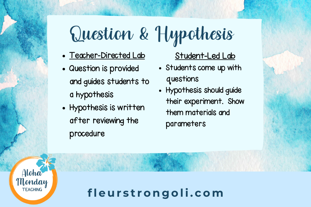 comparing teacher and student led labs during question and hypothesis